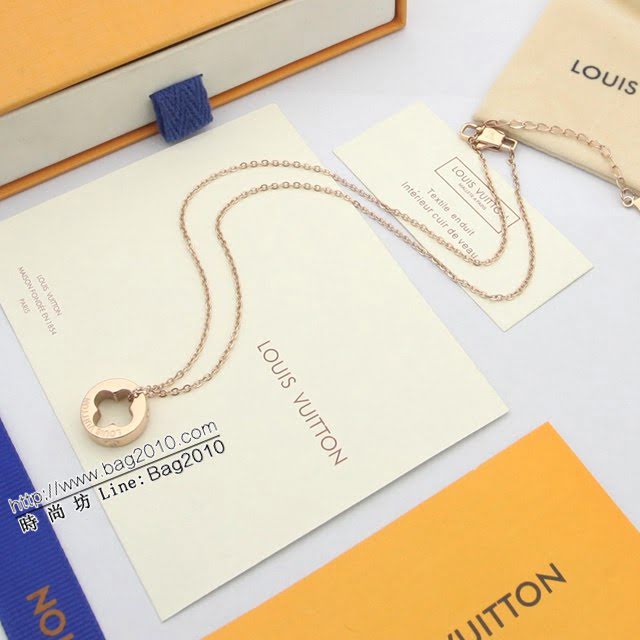 Louis Vuitton新款飾品 路易威登四葉草鏤空項鏈手鏈耳環 LV圓環雙層手鏈鎖骨鏈耳釘  zglv2110